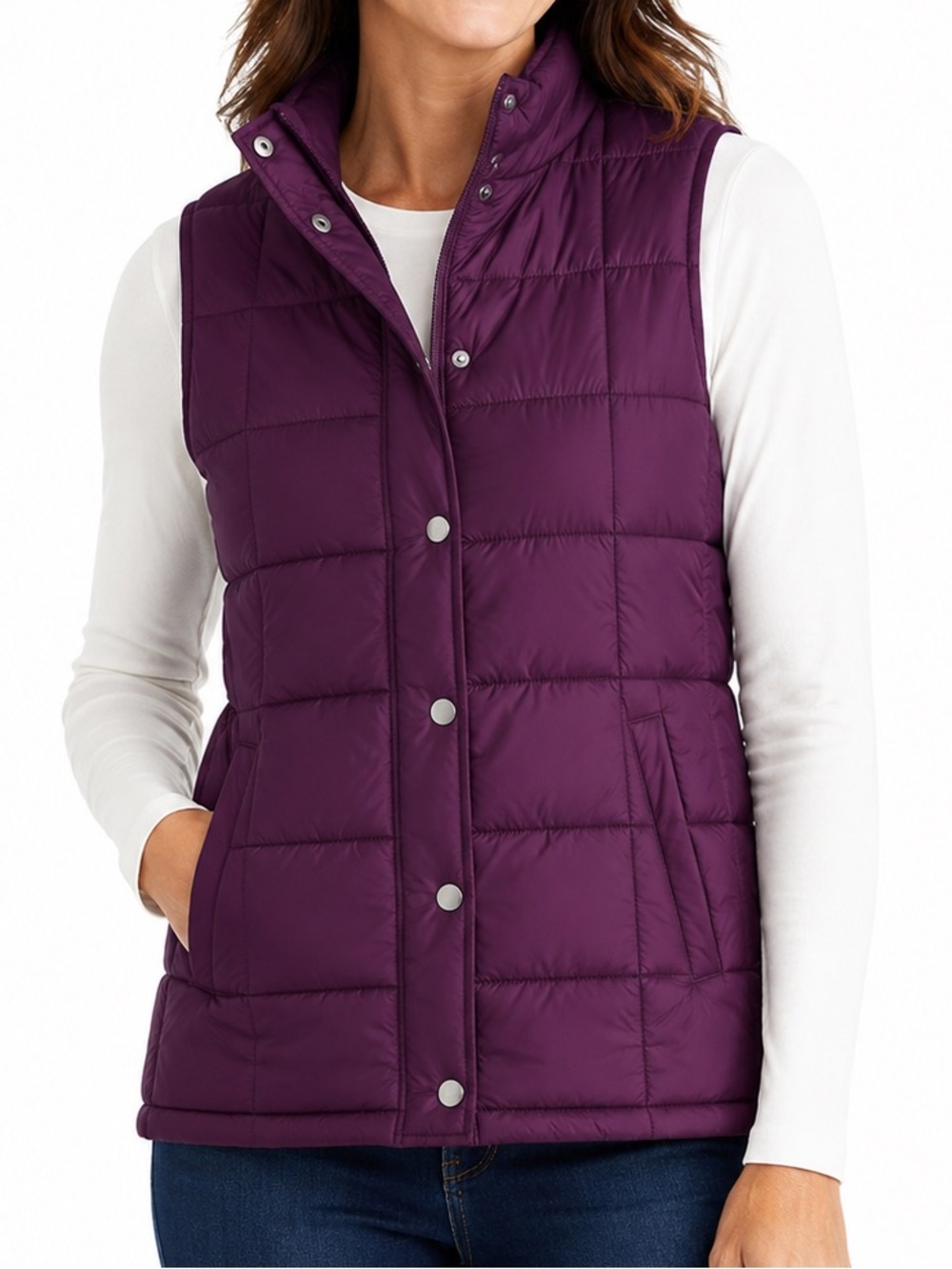 Lands’ End Down Puffer Vest Women’s XL 18-20 Plum